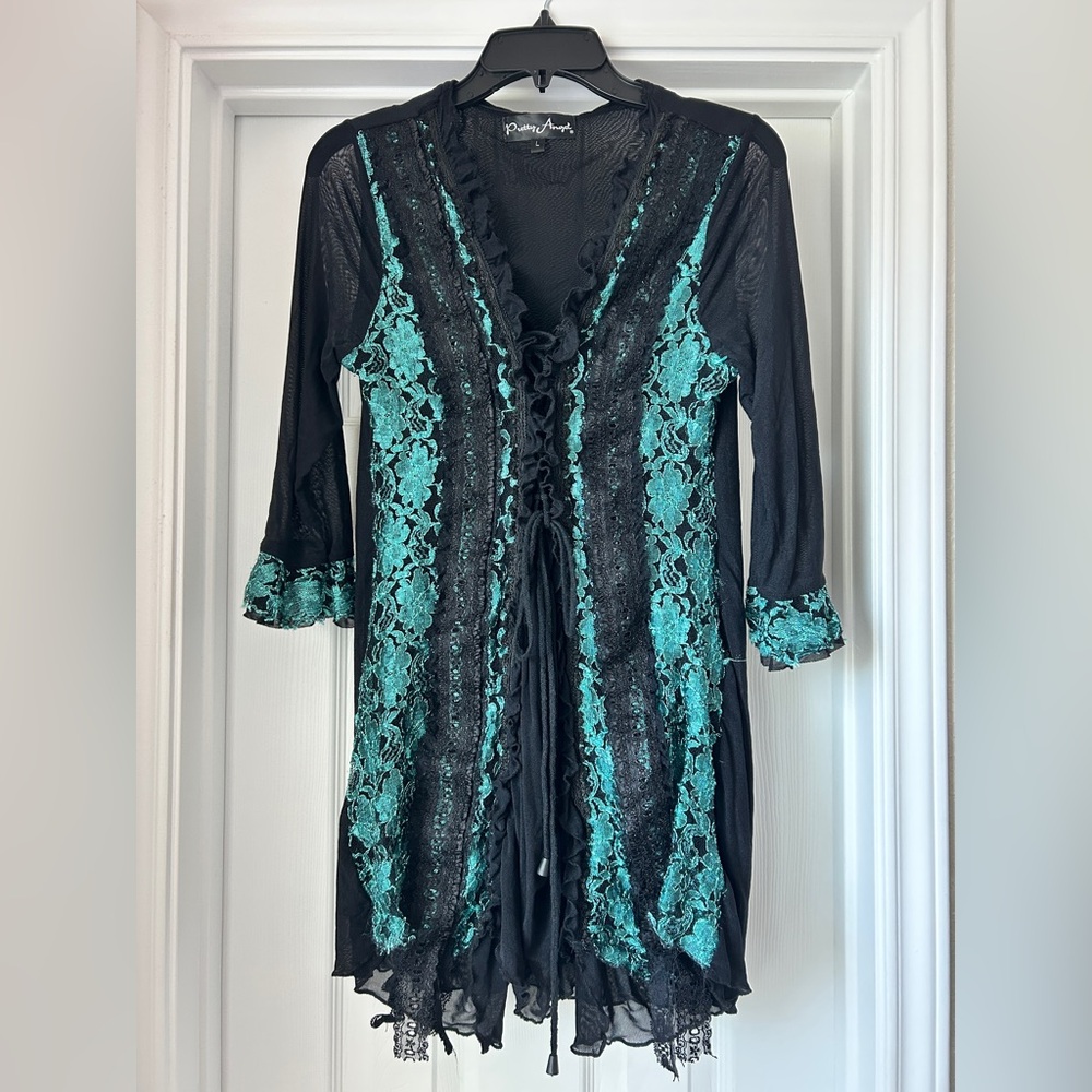 Pretty Angel Black and Teal Lace Dress